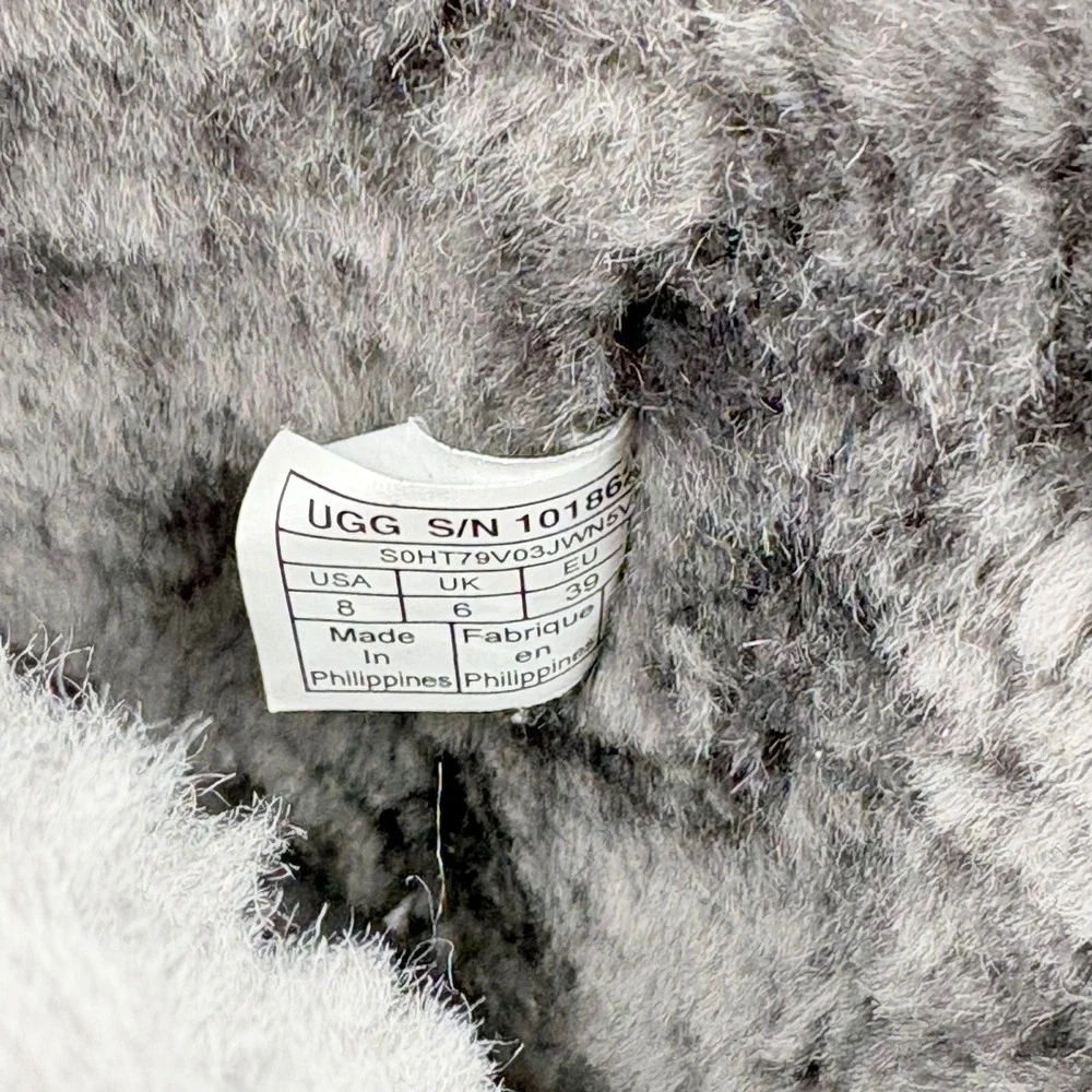 UGG Gita Shearling Boots Women Size 8 Grey Excellent Suede Mid-Calf Warm‎ Winter